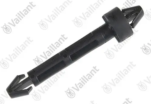 Schwarzer Halter für die Befestigung eines Lüfters, hergestellt von Vaillant, mit zwei ausgezogen Enden und einem mittleren Griff.